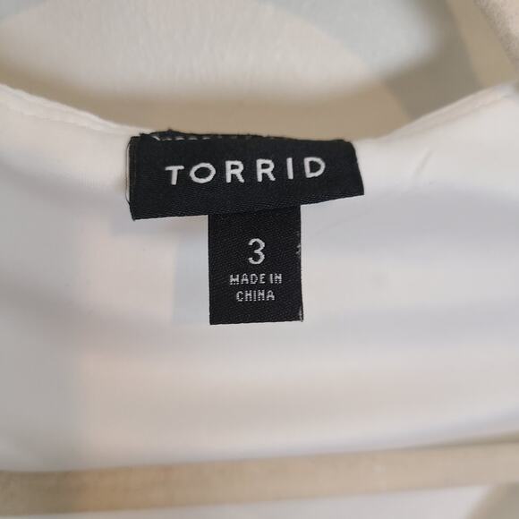 Torrid Top Babydoll Top Eyelet Blouse White Blouse Womens 3X Long Sleeves Top - Picture 8 of 10